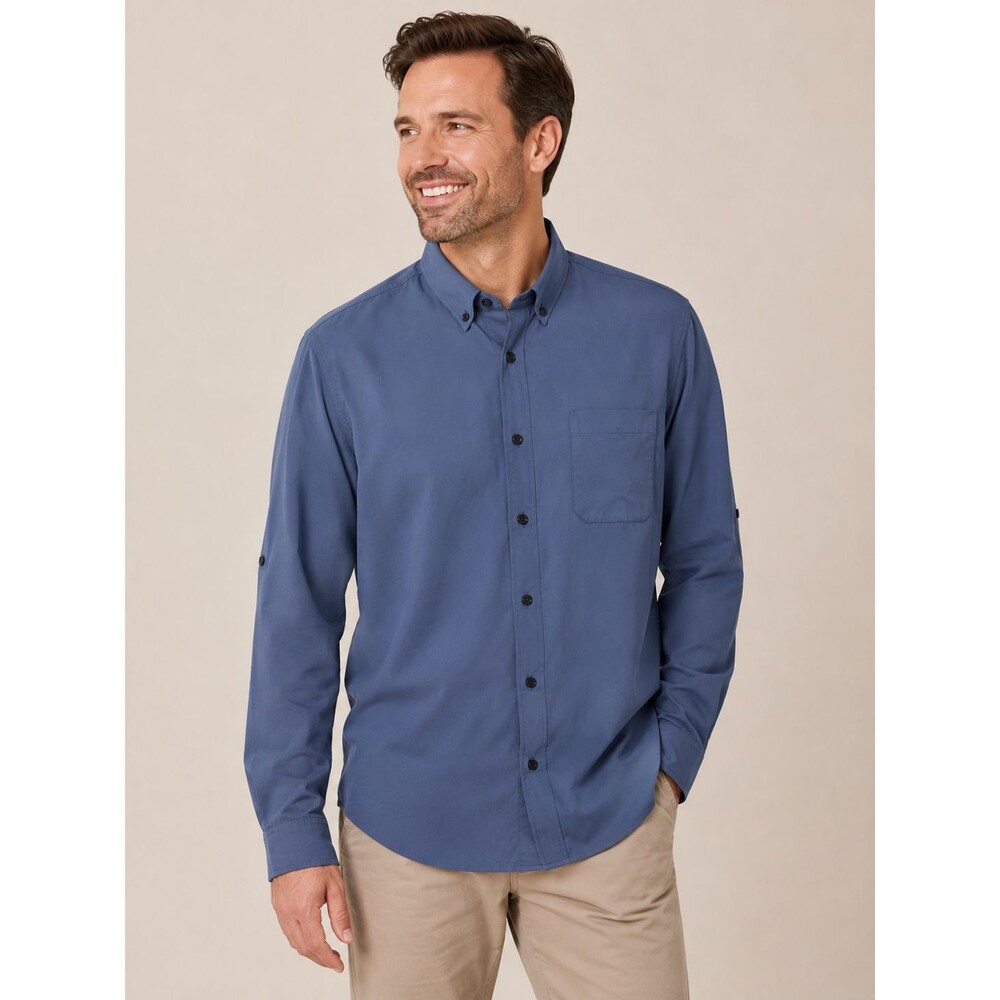Coolibar Aricia Mens Long Sleeve Sun Shirt 3Ddri Lightweight UPF 50+ Size M Blue